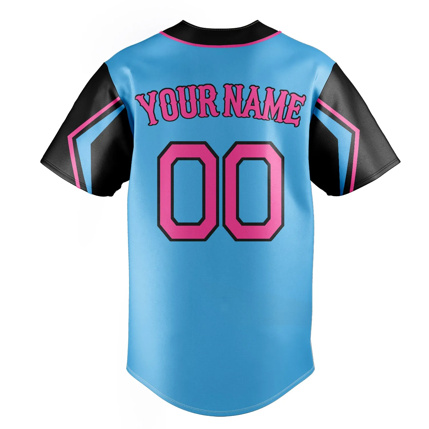 Custom Sky Blue & Black 3 Colors Arm Shapes Fan Baseball Jersey sold by Tailorly product image thumbnail 4
