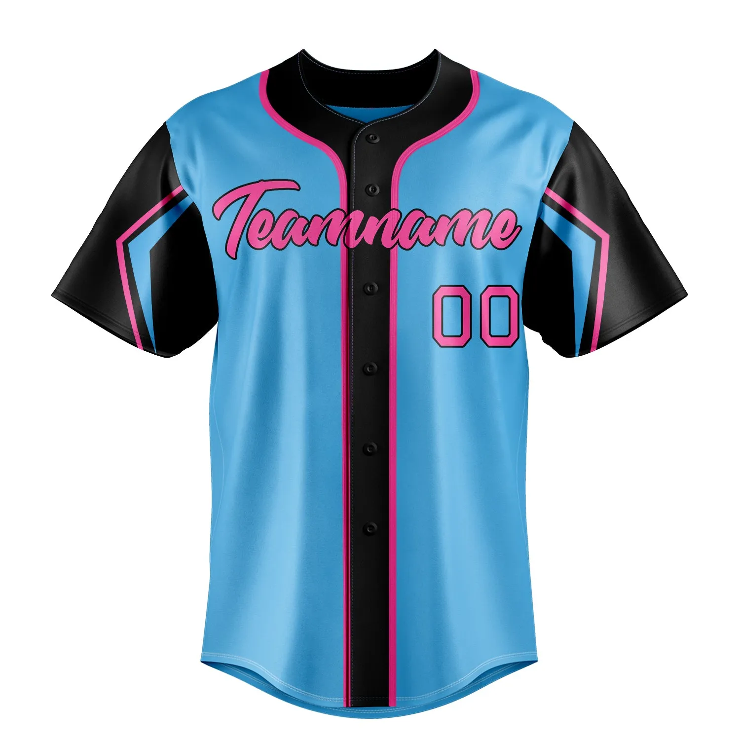 Custom Sky Blue & Black 3 Colors Arm Shapes Fan Baseball Jersey sold by Tailorly product image thumbnail 2