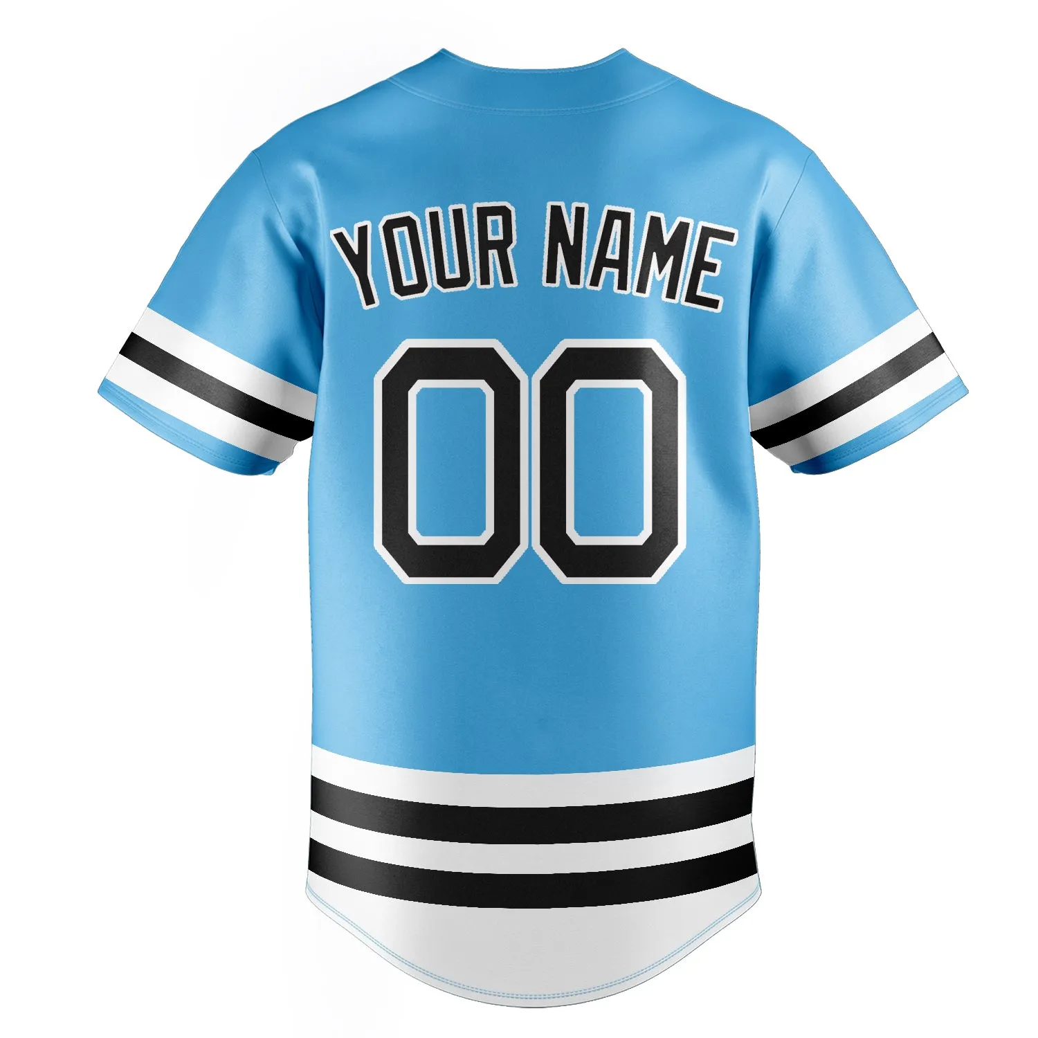 Custom Sky Blue & Black Double Stripe Fan Baseball Jersey sold by Tailorly product image thumbnail 4