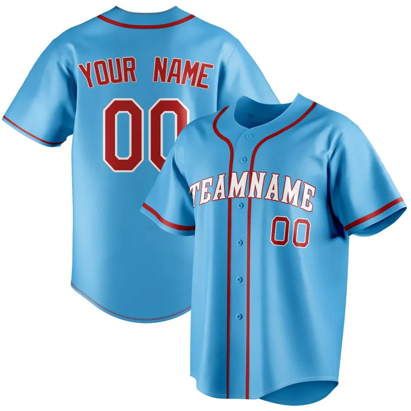 Custom Sky Blue & Red Color Fan Baseball Jersey sold by Tailorly
