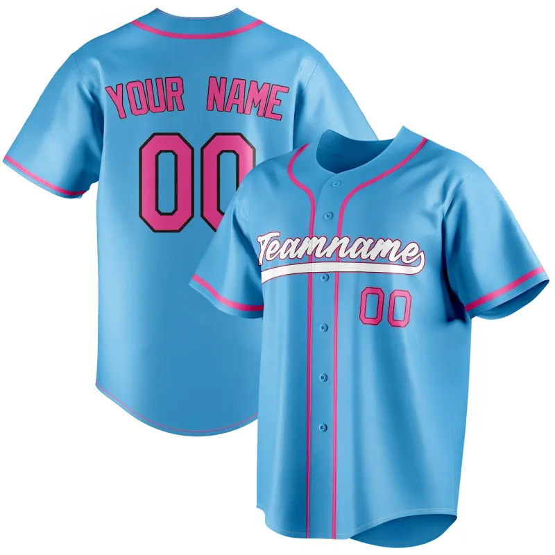 Custom Sky Blue & Pink Color Fan Baseball Jersey sold by Tailorly