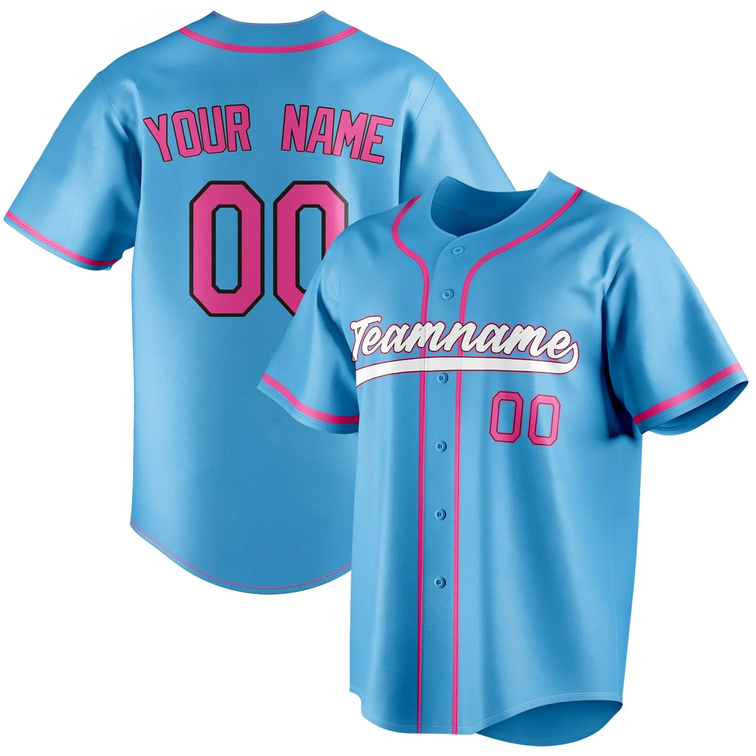 Custom Sky Blue & Pink Color Fan Baseball Jersey sold by Tailorly