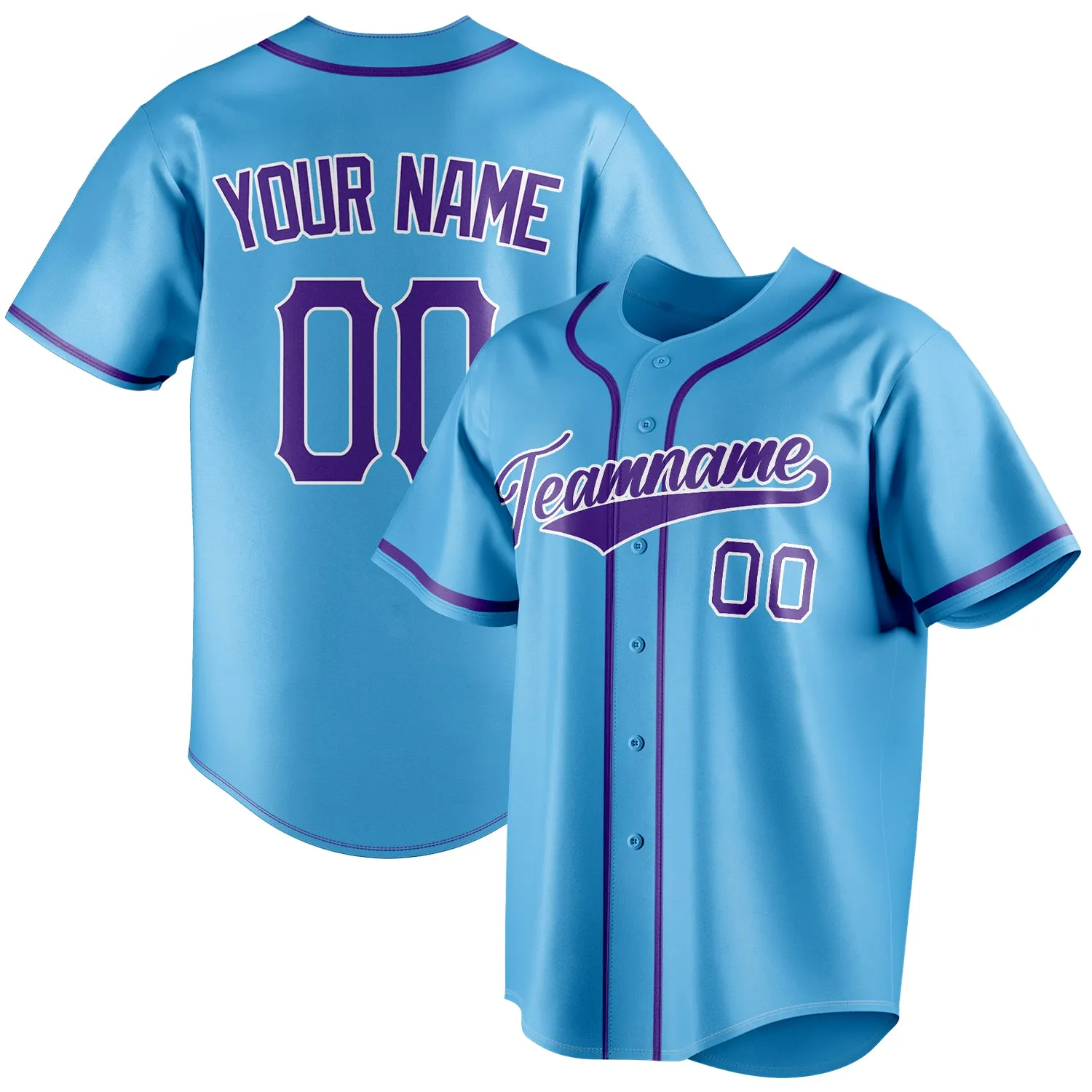 Custom Sky Blue & Purple Color Fan Baseball Jersey sold by Tailorly