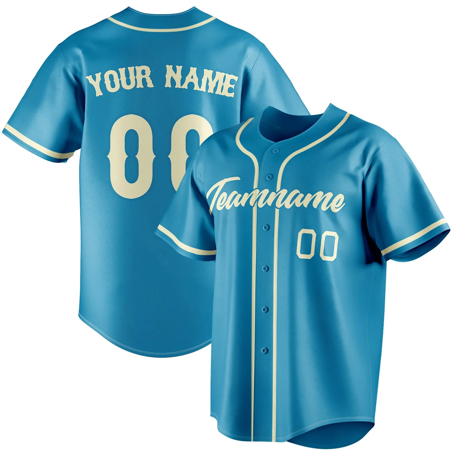 Custom Panther Blue & Cream Color Fan Baseball Jersey sold by Tailorly