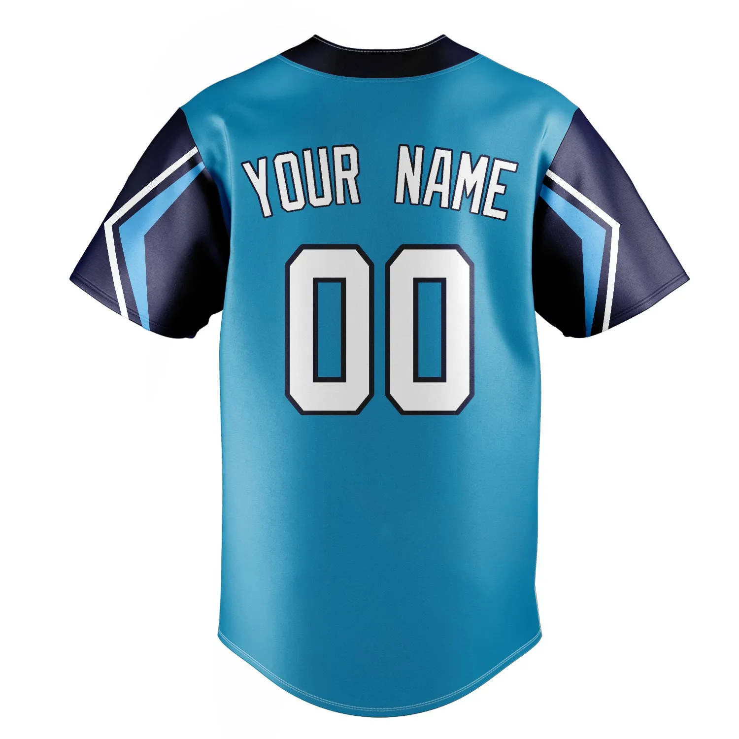 Custom Panther Blue & Navy 3 Colors Arm Shapes Fan Baseball Jersey sold by Tailorly product image thumbnail 4