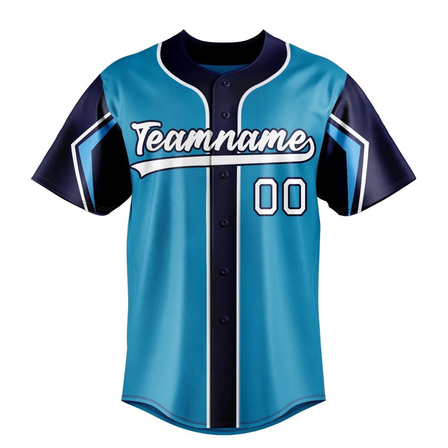 Custom Panther Blue & Navy 3 Colors Arm Shapes Fan Baseball Jersey sold by Tailorly product image thumbnail 2