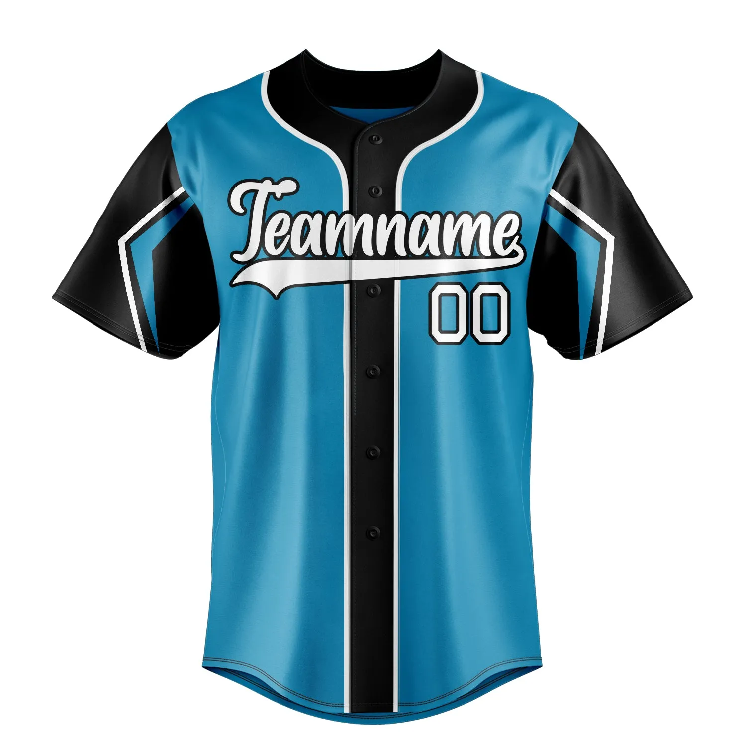 Custom Panther Blue & Black 3 Colors Arm Shapes Fan Baseball Jersey sold by Tailorly product image thumbnail 2