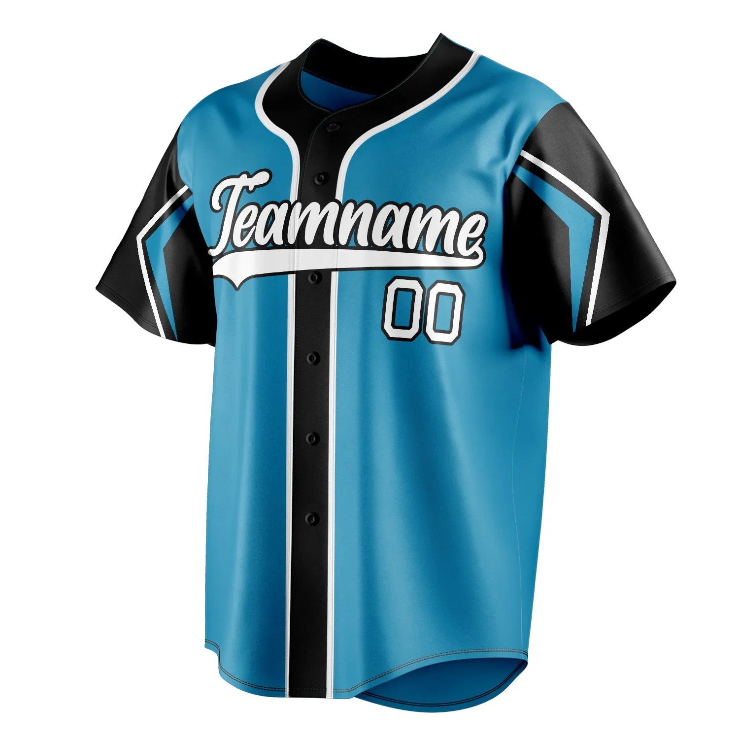 Custom Panther Blue & Black 3 Colors Arm Shapes Fan Baseball Jersey sold by Tailorly product image thumbnail 3
