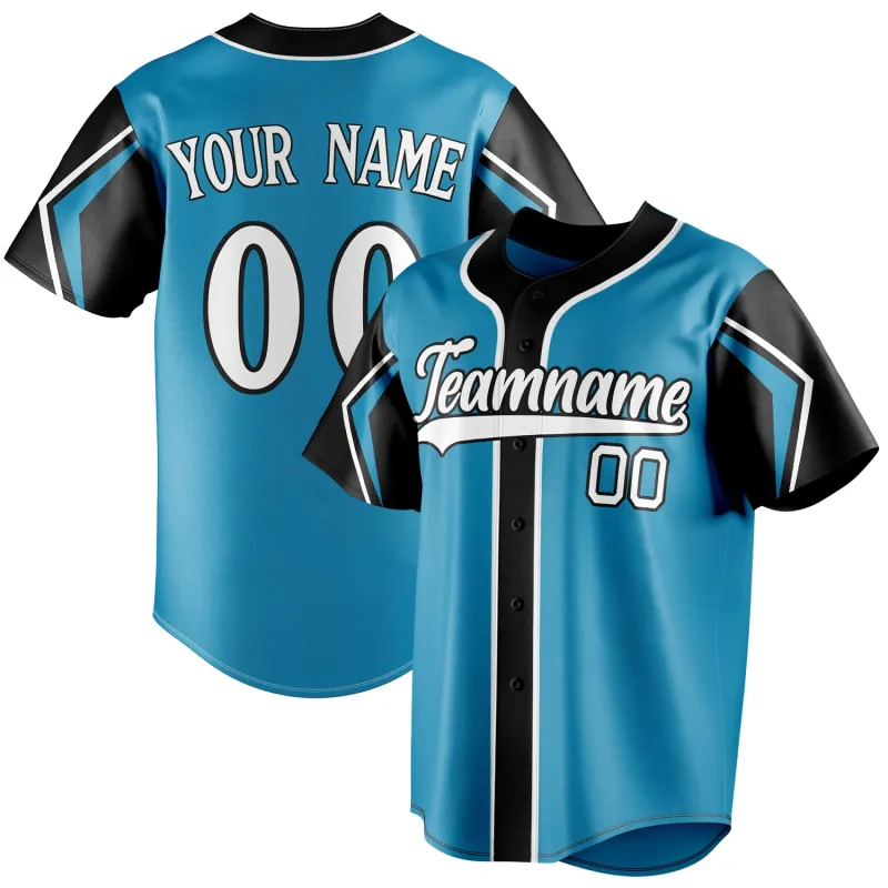 Custom Panther Blue & Black 3 Colors Arm Shapes Fan Baseball Jersey sold by Tailorly