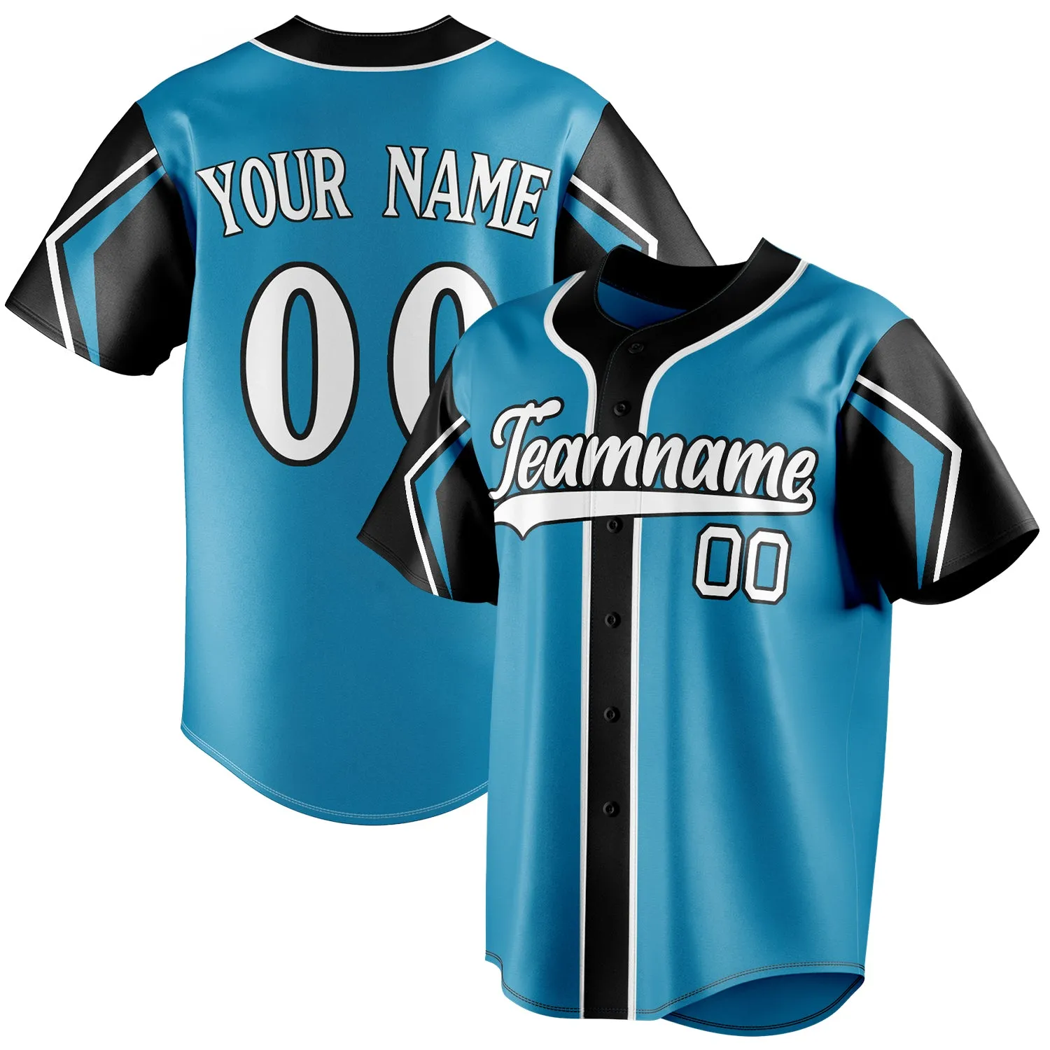 Custom Panther Blue & Black 3 Colors Arm Shapes Fan Baseball Jersey sold by Tailorly