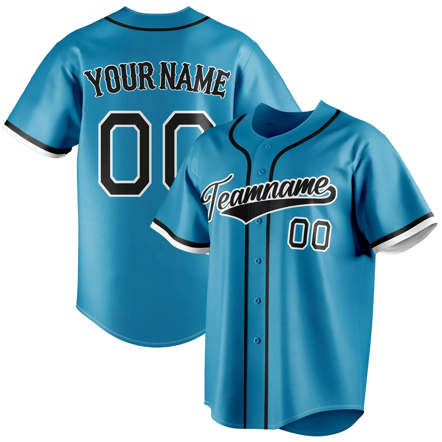 Custom Panther Blue & Black Color Fan Baseball Jersey sold by Tailorly