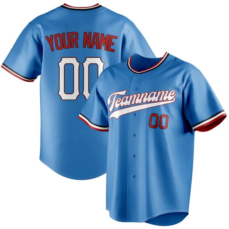 Custom Powder Blue & White Color Fan Baseball Jersey made by Tailorly