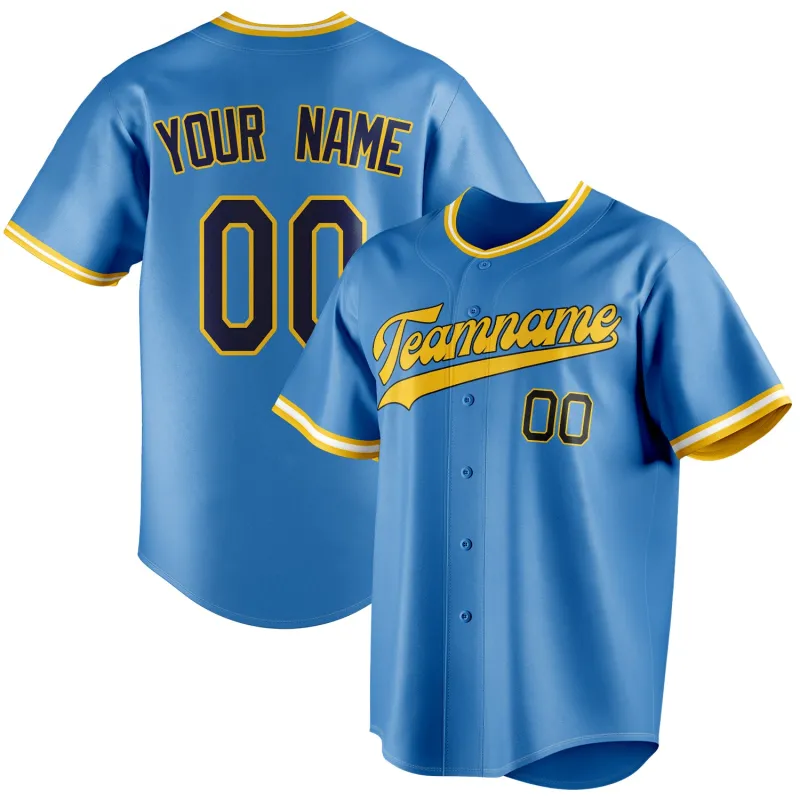Custom Powder Blue & Black Color Fan Baseball Jersey sold by Tailorly