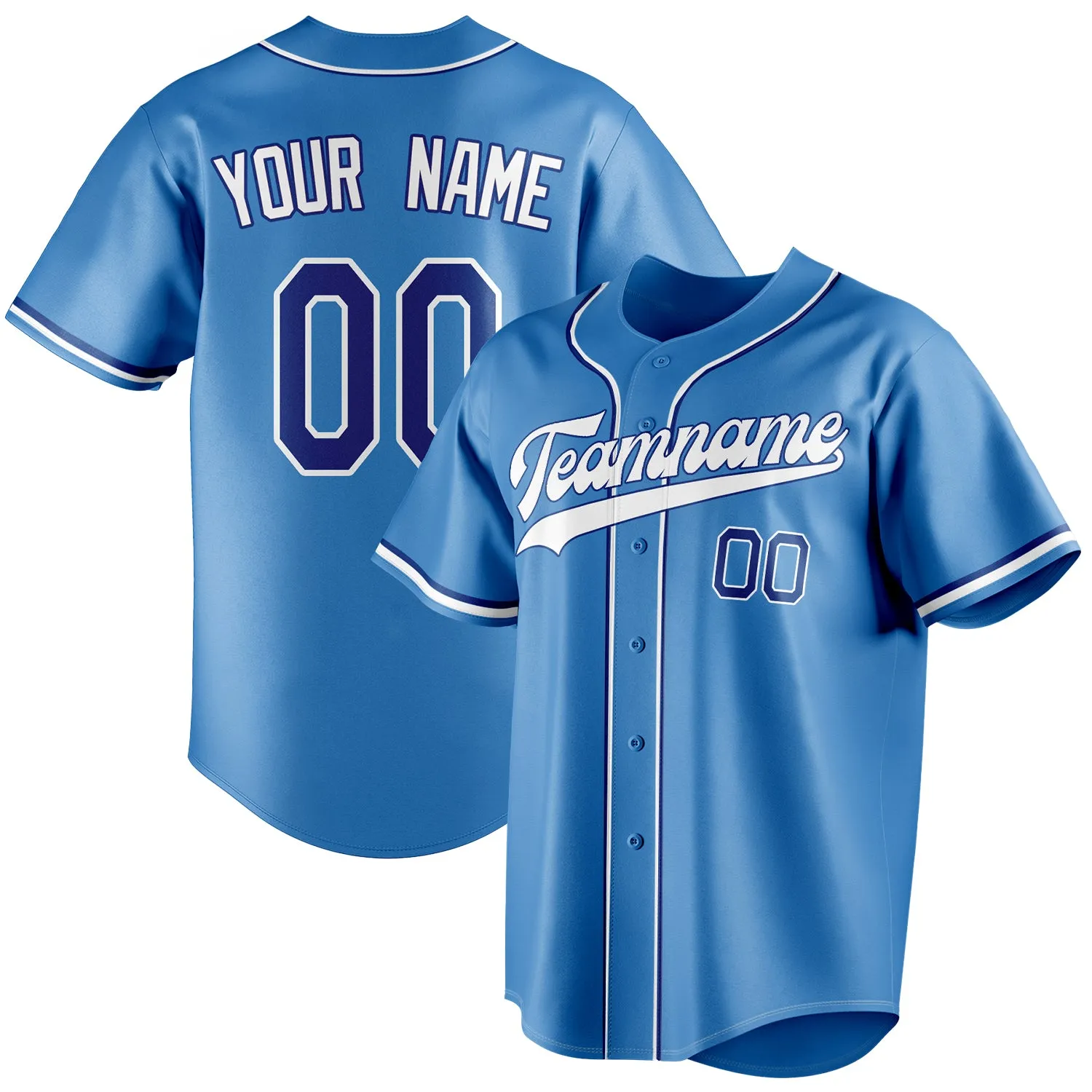 Custom Powder Blue & White Color Fan Baseball Jersey sold by Tailorly