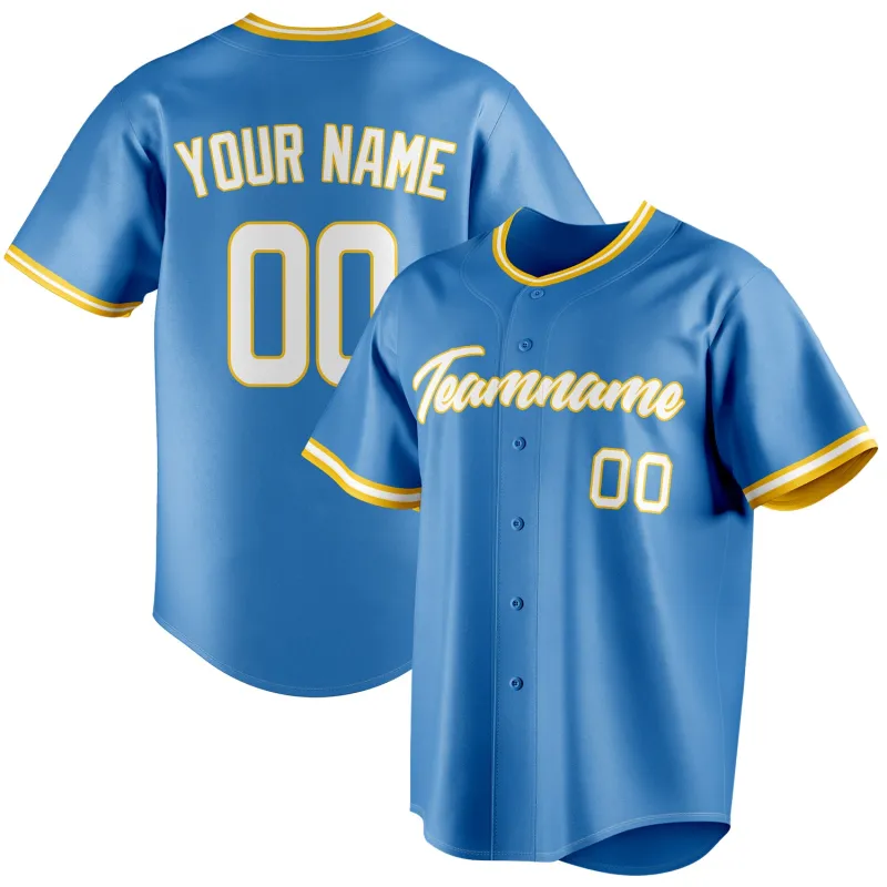 Custom Powder Blue & White Color Fan Baseball Jersey sold by Tailorly
