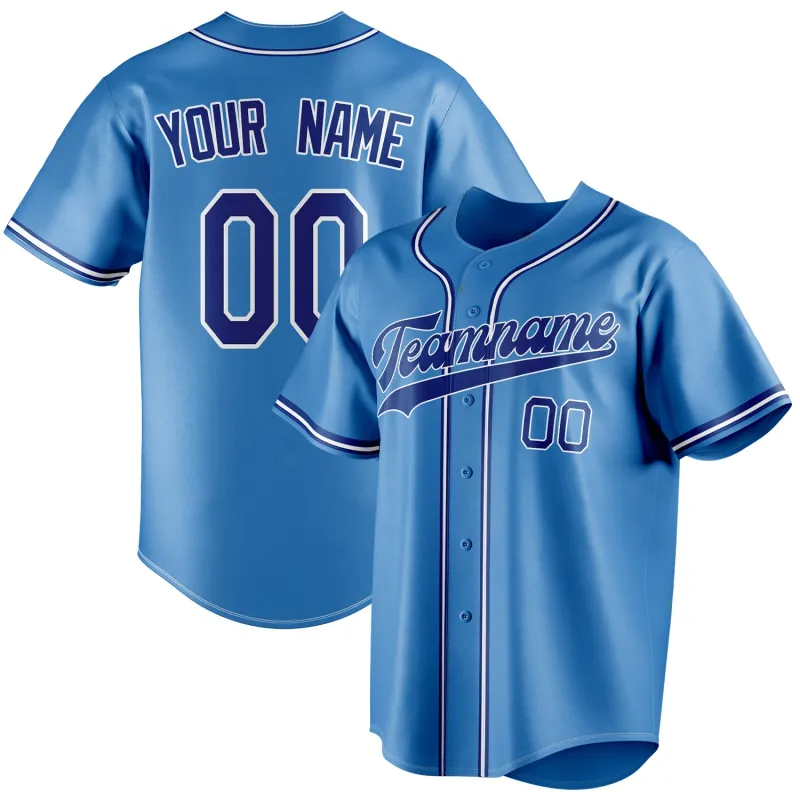 Custom Powder Blue & Navy Color Fan Baseball Jersey sold by Tailorly
