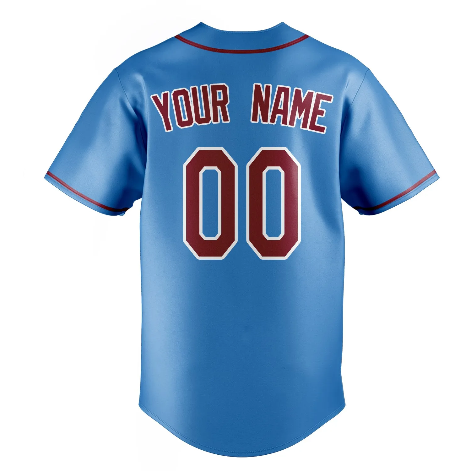 Custom Powder Blue & Crimson Color Fan Baseball Jersey sold by Tailorly product image thumbnail 4