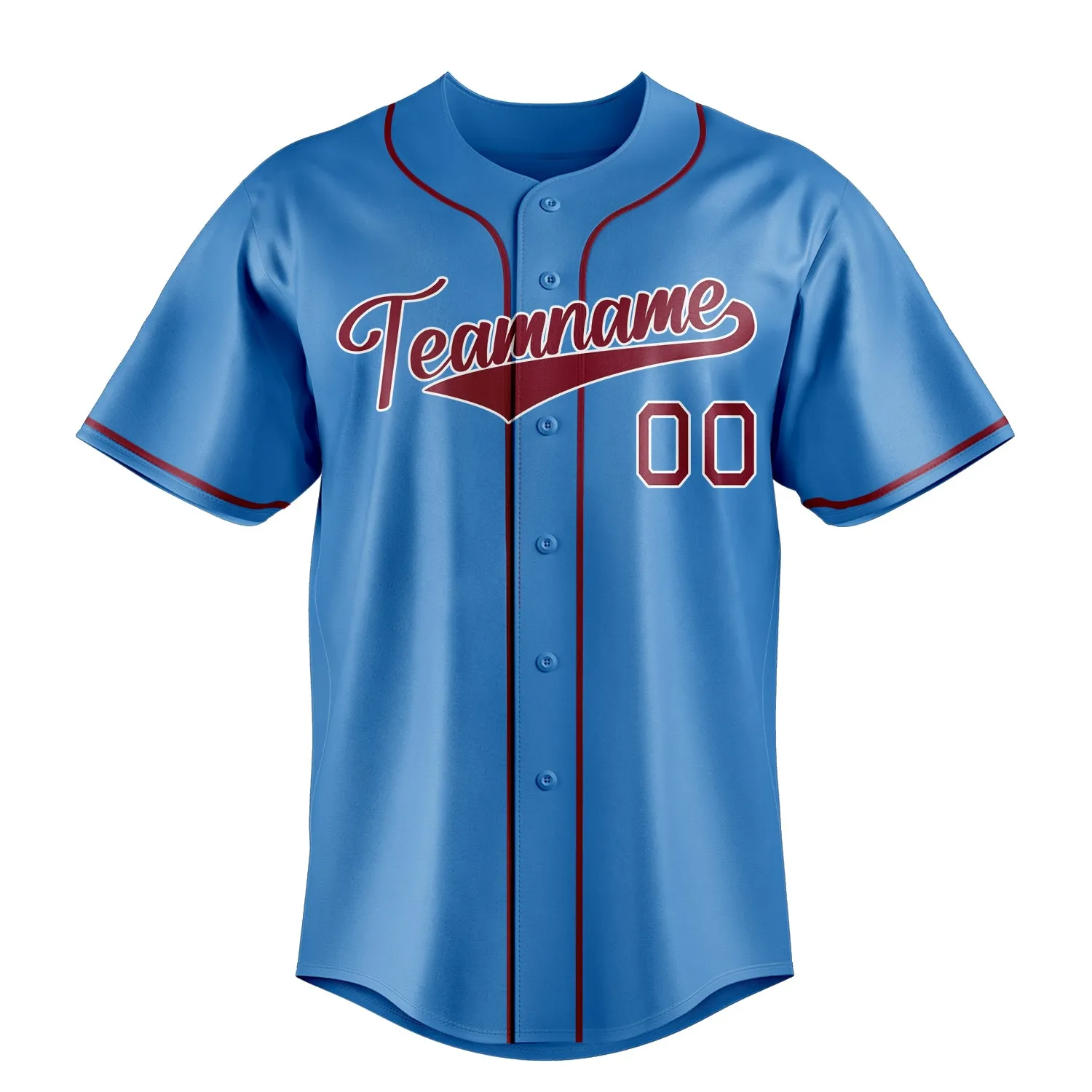 Custom Powder Blue & Crimson Color Fan Baseball Jersey sold by Tailorly product image thumbnail 2