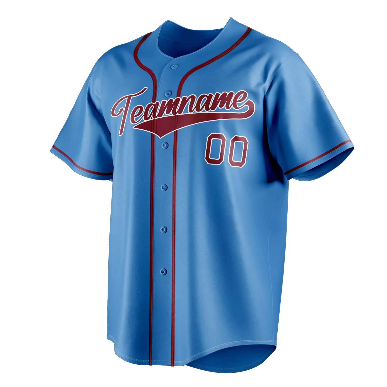 Custom Powder Blue & Crimson Color Fan Baseball Jersey sold by Tailorly product image thumbnail 3