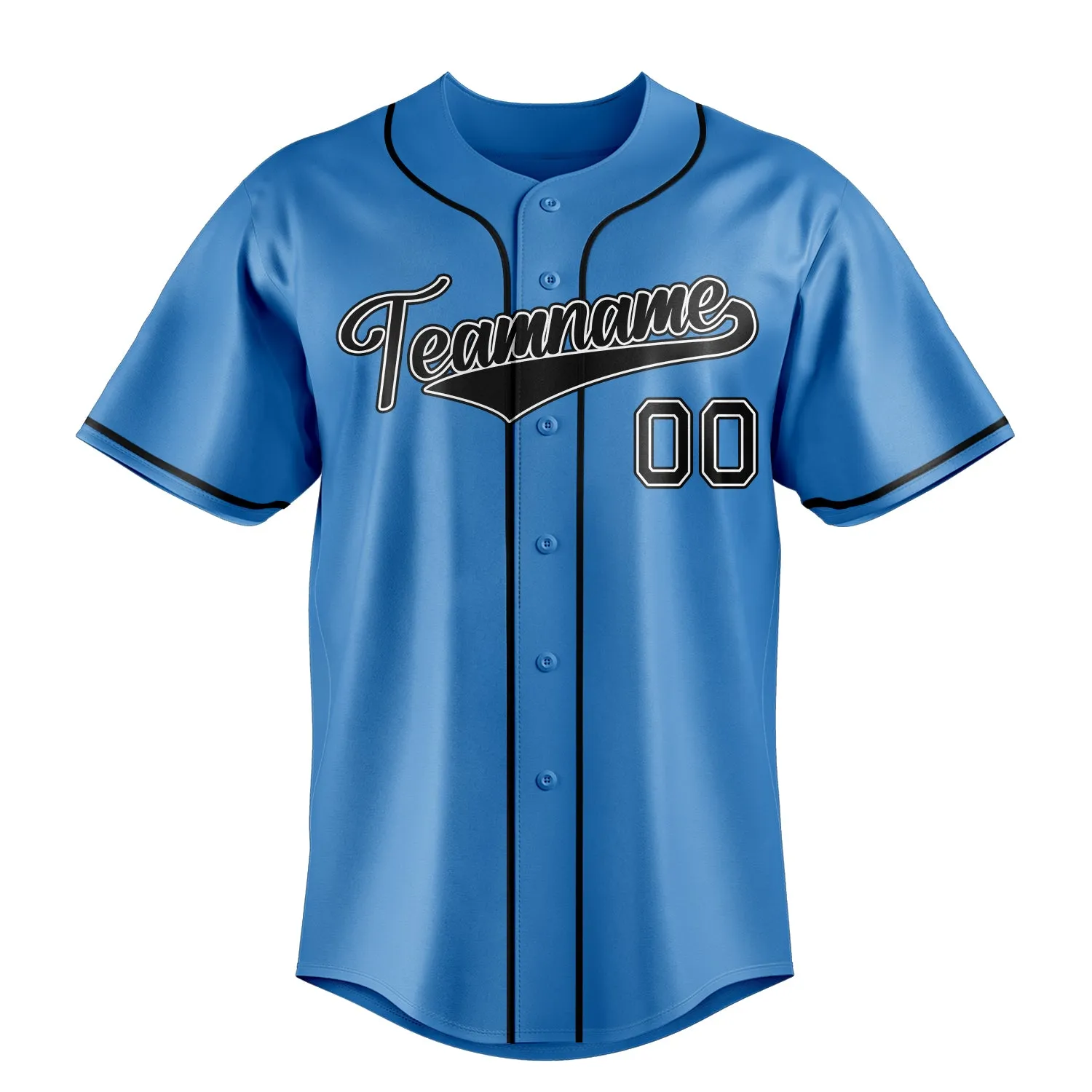 Custom Powder Blue & Black Color Fan Baseball Jersey sold by Tailorly product image thumbnail 2
