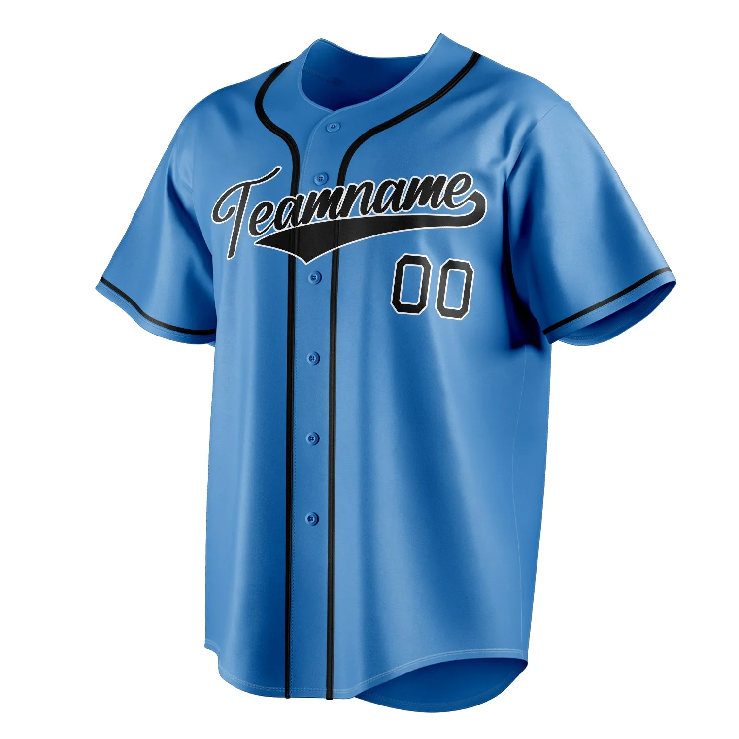 Custom Powder Blue & Black Color Fan Baseball Jersey sold by Tailorly product image thumbnail 3