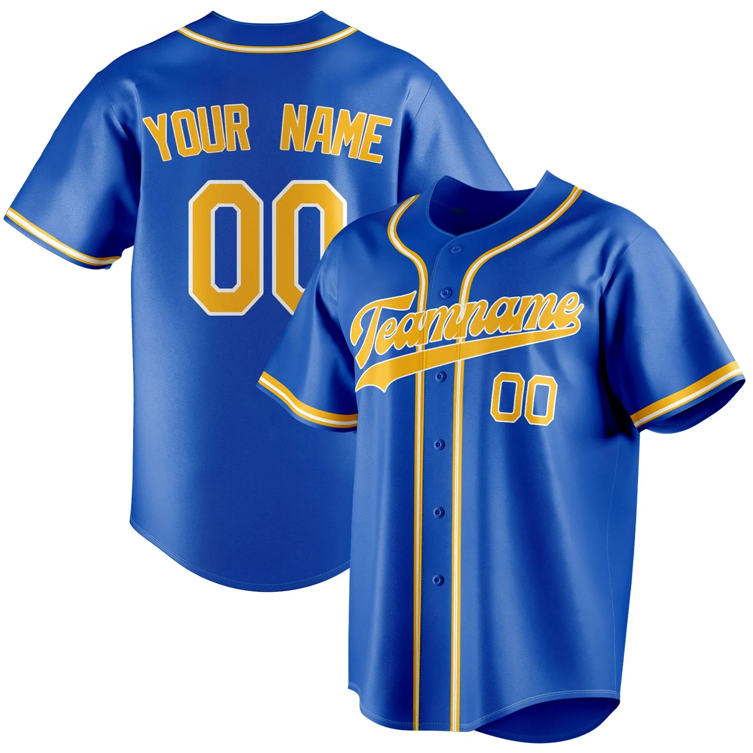Custom Thunder Blue & Gold Color Fan Baseball Jersey sold by Tailorly