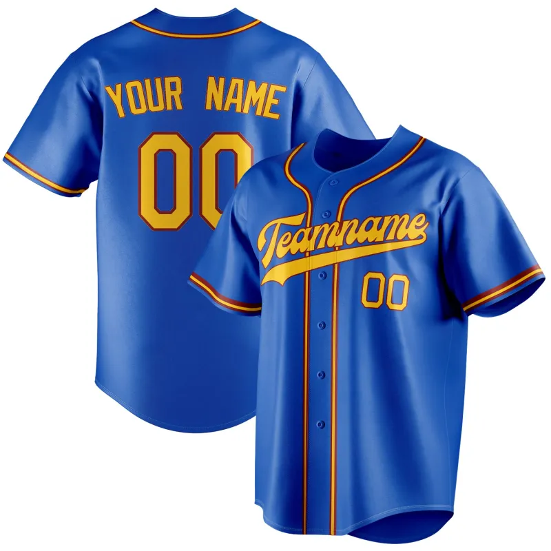 Custom Thunder Blue & Olg Gold Color Fan Baseball Jersey sold by Tailorly