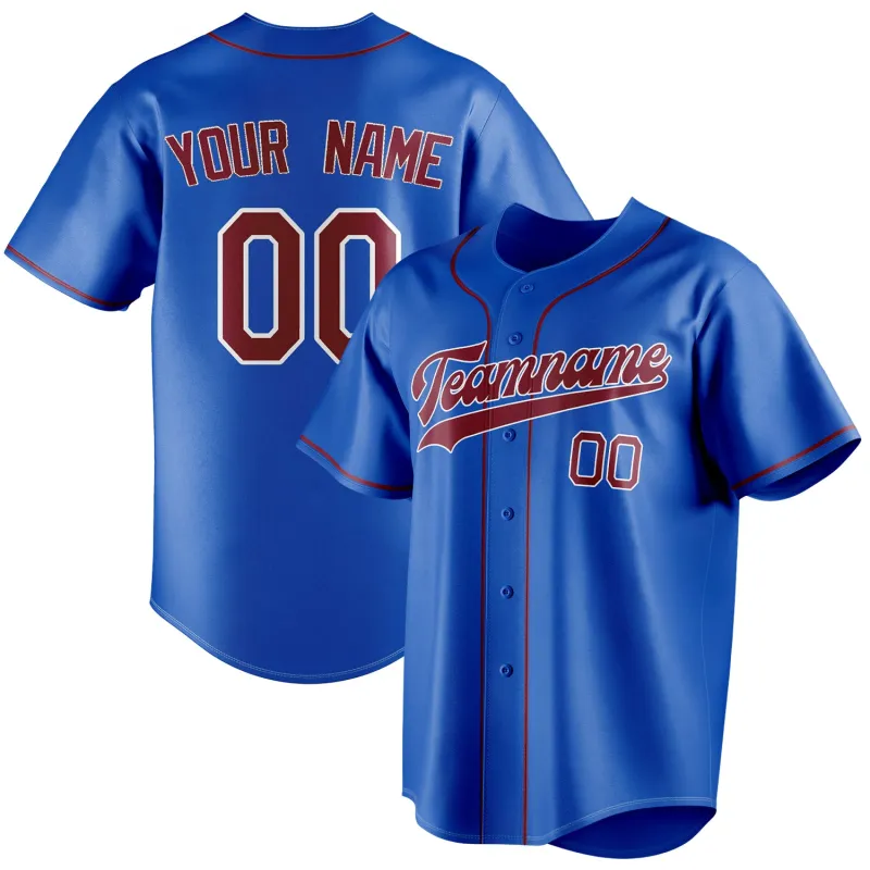 Custom Thunder Blue & Crimson Color Fan Baseball Jersey sold by Tailorly