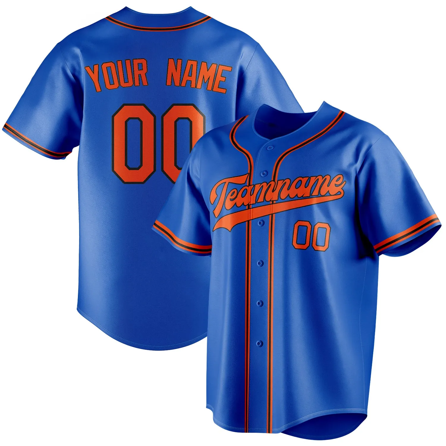 Custom Thunder Blue & Orange Color Fan Baseball Jersey sold by Tailorly