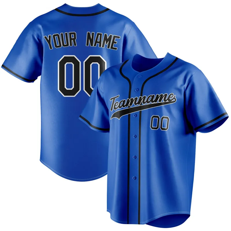 Custom Thunder Blue & Black Color Fan Baseball Jersey sold by Tailorly