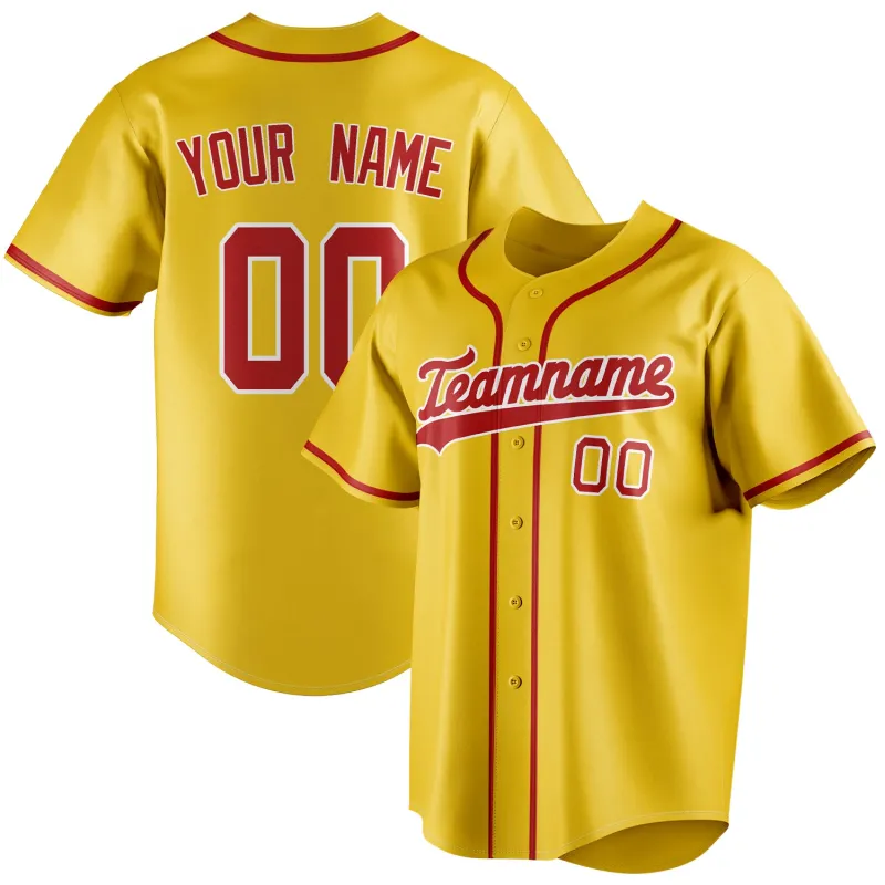 Custom Yellow & Red Color Fan Baseball Jersey sold by Tailorly