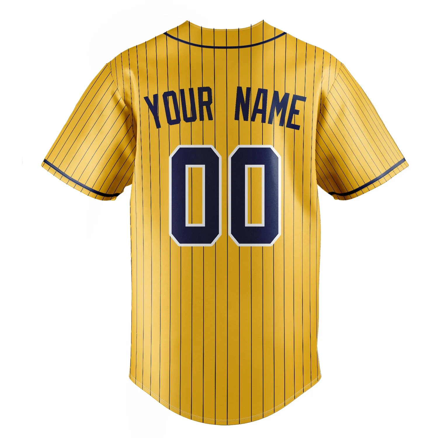 Custom Yellow & Royal Royal Pinstripe Fan Baseball Jersey sold by Tailorly product image thumbnail 4