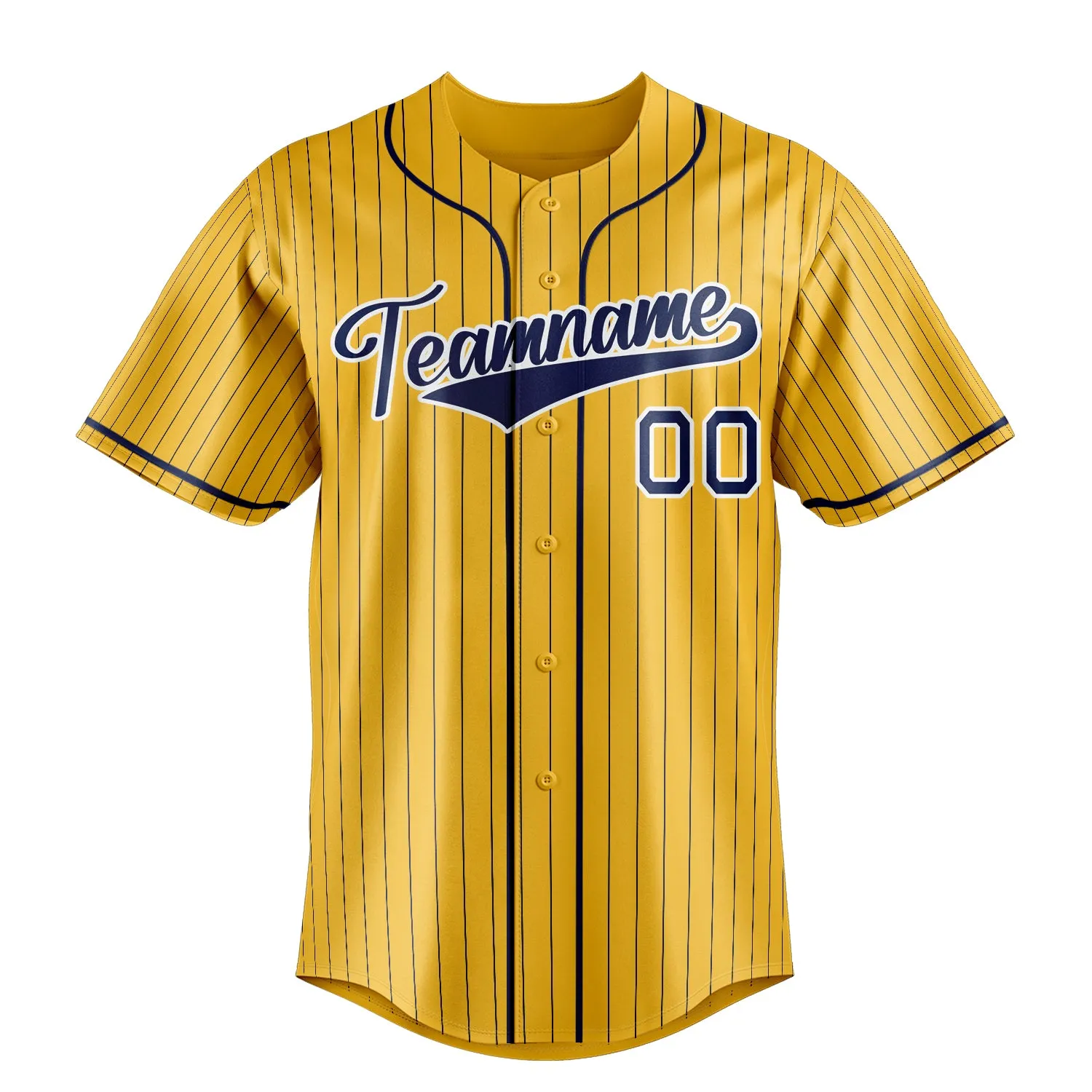Custom Yellow & Royal Royal Pinstripe Fan Baseball Jersey sold by Tailorly product image thumbnail 2