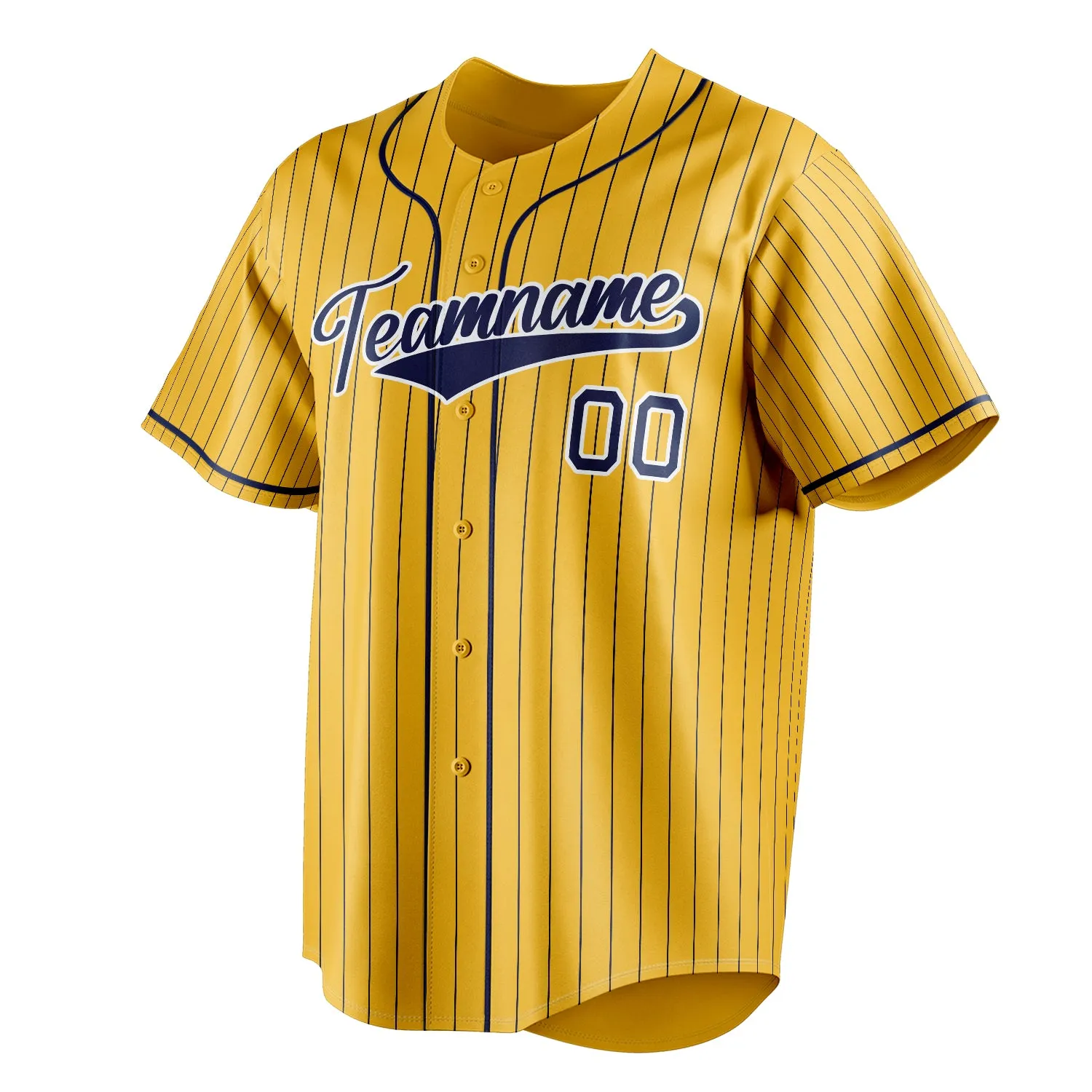 Custom Yellow & Royal Royal Pinstripe Fan Baseball Jersey sold by Tailorly product image thumbnail 3