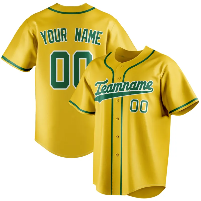 Custom Yellow & Kelly Green Color Fan Baseball Jersey sold by Tailorly
