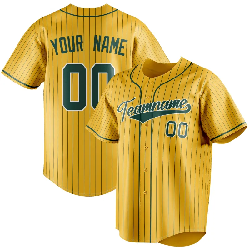Custom Yellow & Green Green Pinstripe Fan Baseball Jersey sold by Tailorly