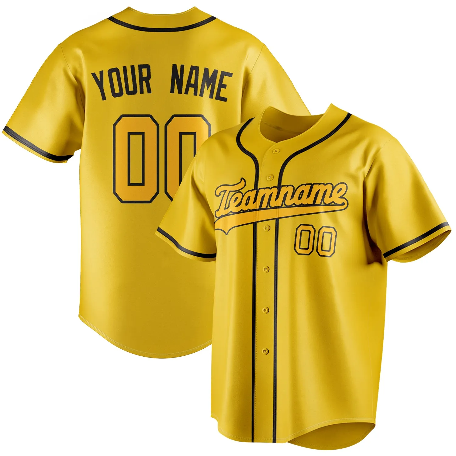 Custom Yellow & Gold Color Fan Baseball Jersey sold by Tailorly