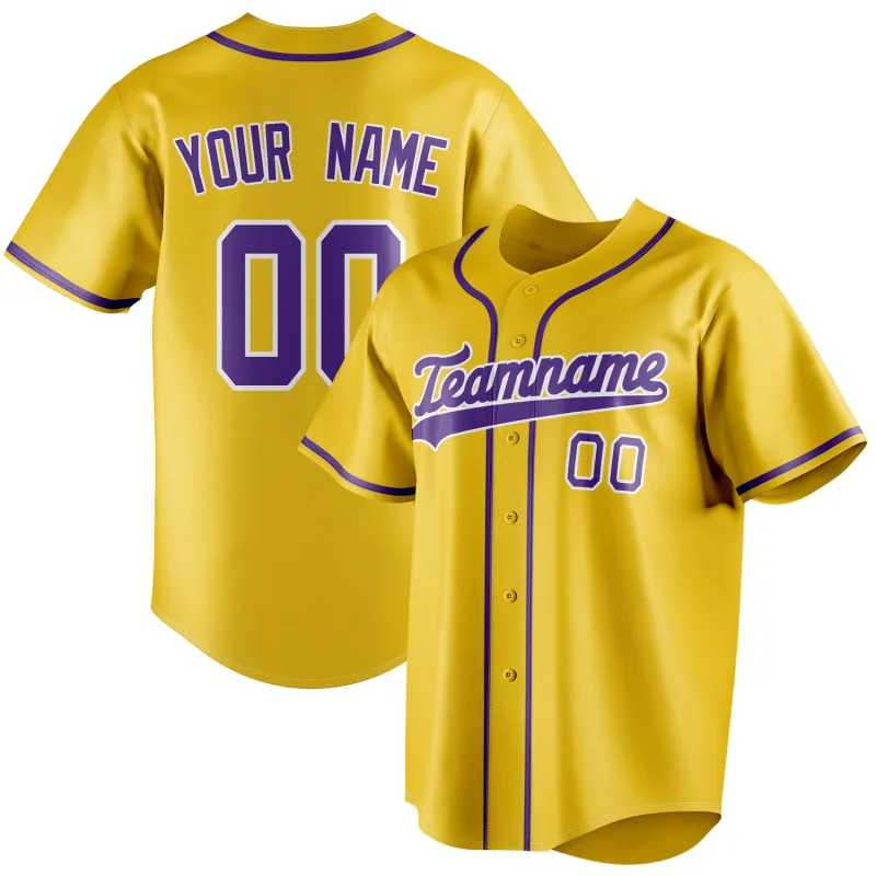 Custom Yellow & Purple Color Fan Baseball Jersey sold by Tailorly