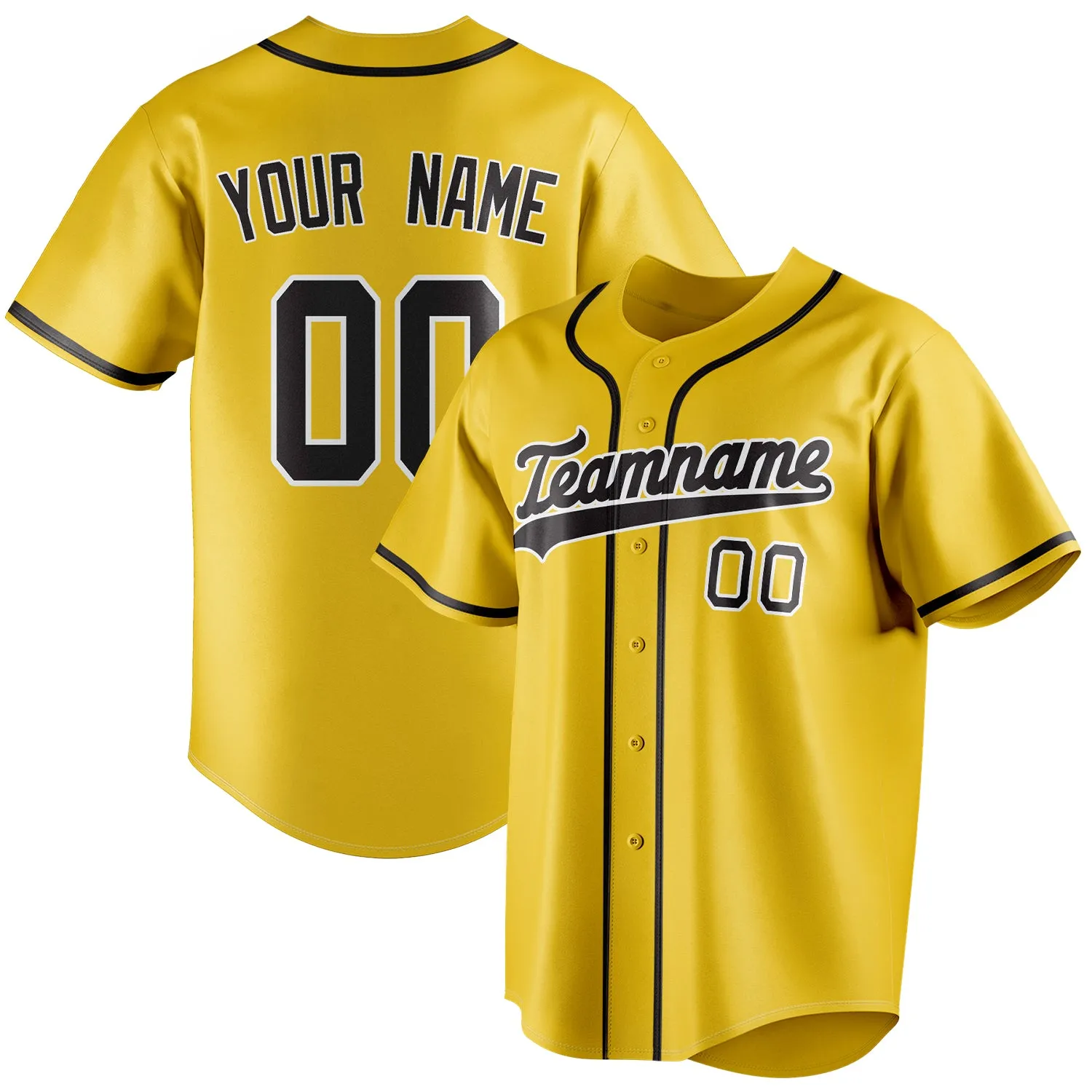 Custom Yellow & Black Color Fan Baseball Jersey sold by Tailorly