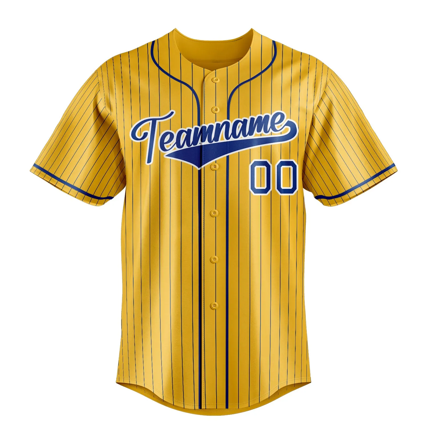 Custom Yellow & Navy Navy Pinstripe Fan Baseball Jersey sold by Tailorly product image thumbnail 2