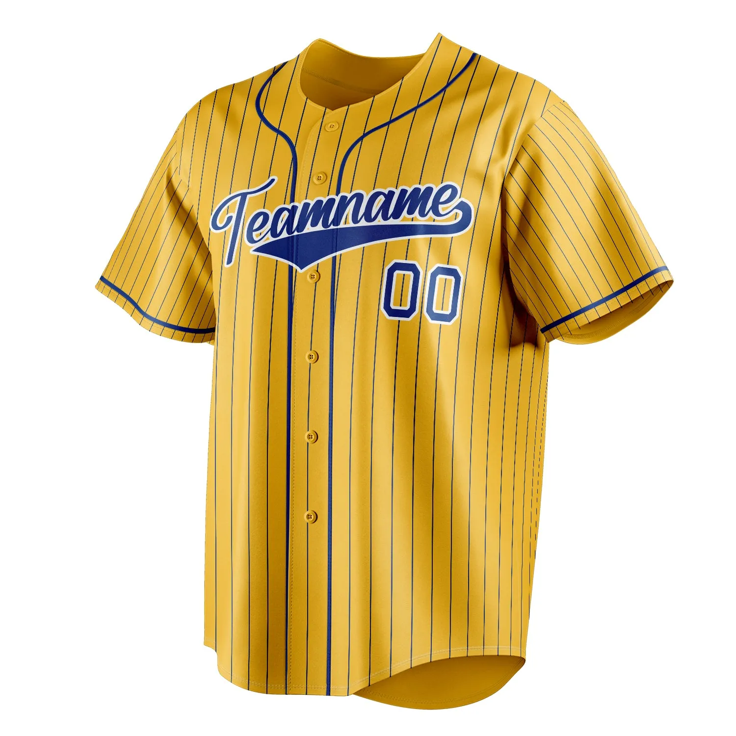 Custom Yellow & Navy Navy Pinstripe Fan Baseball Jersey sold by Tailorly product image thumbnail 3