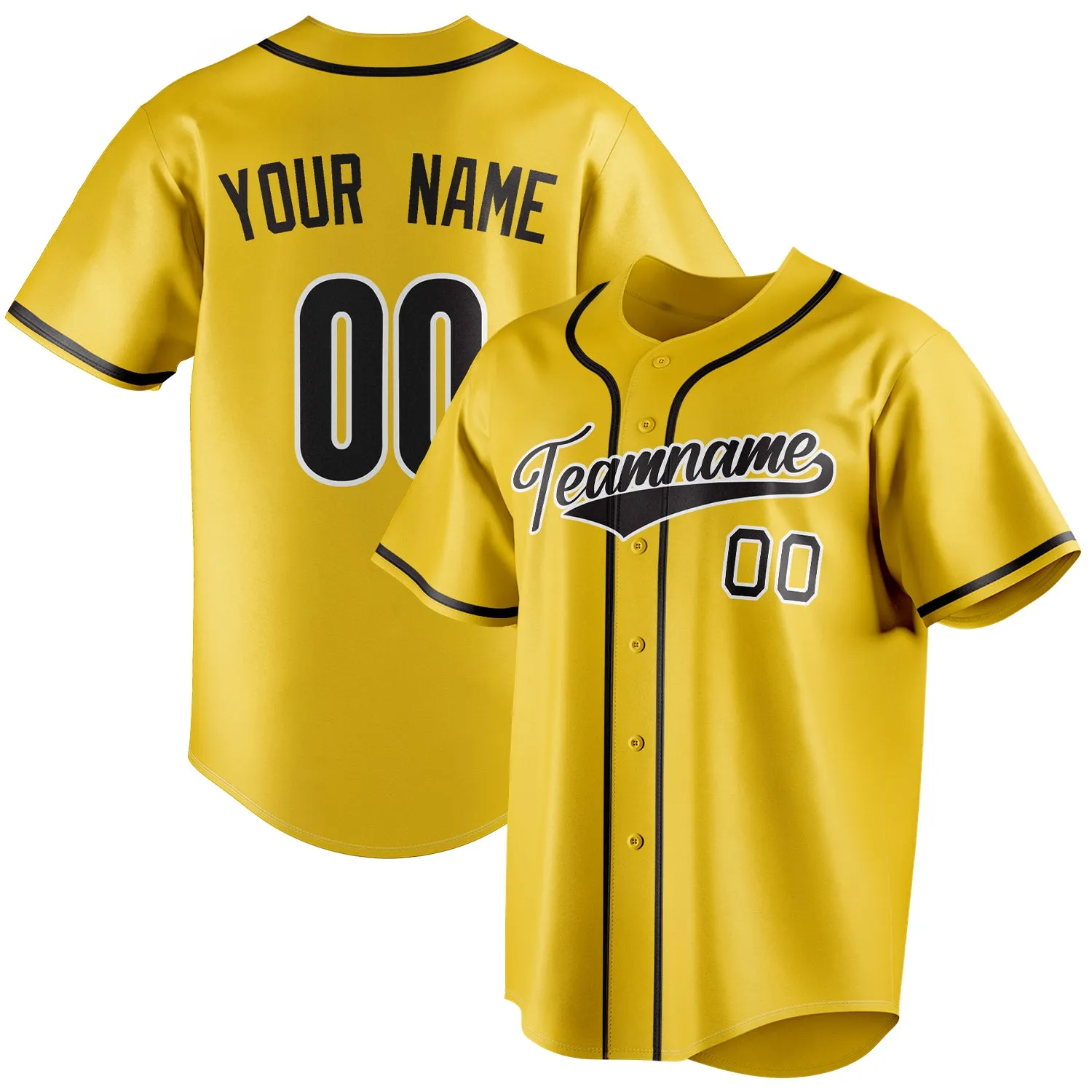 Custom Yellow & Black Color Fan Baseball Jersey sold by Tailorly