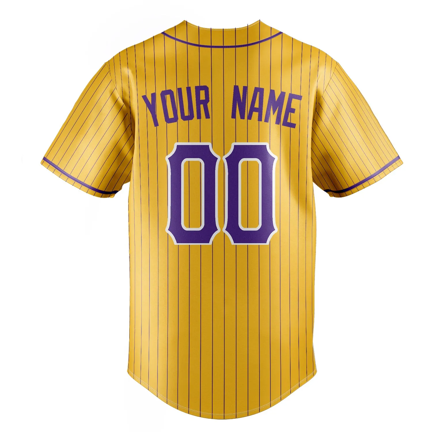 Custom Yellow & Purple Purple Pinstripe Fan Baseball Jersey sold by Tailorly product image thumbnail 4