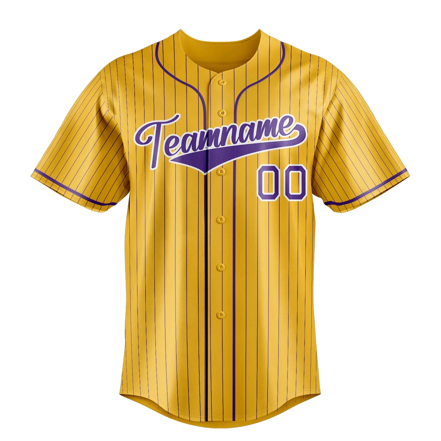 Custom Yellow & Purple Purple Pinstripe Fan Baseball Jersey sold by Tailorly product image thumbnail 2