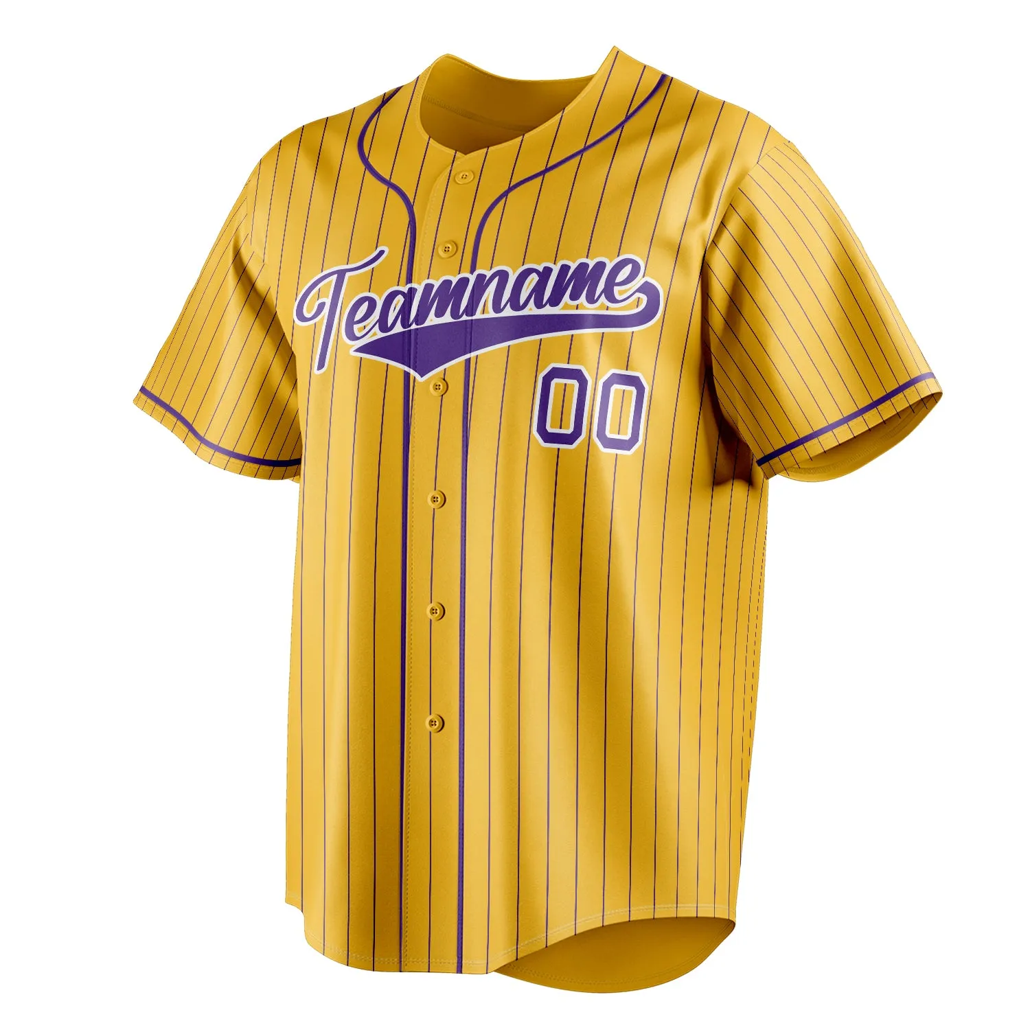 Custom Yellow & Purple Purple Pinstripe Fan Baseball Jersey sold by Tailorly product image thumbnail 3