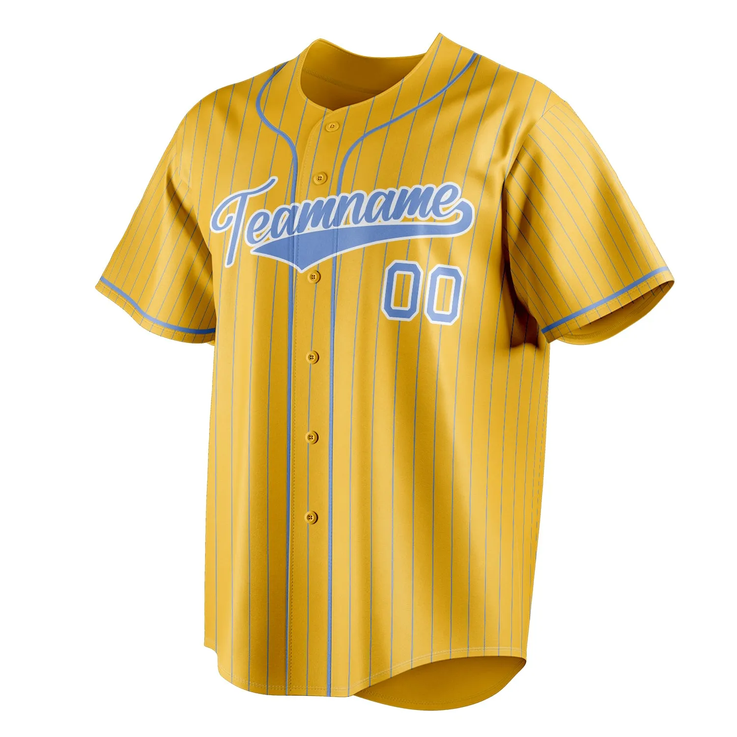 Custom Yellow & Light Blue Light Blue Pinstripe Fan Baseball Jersey sold by Tailorly product image thumbnail 3
