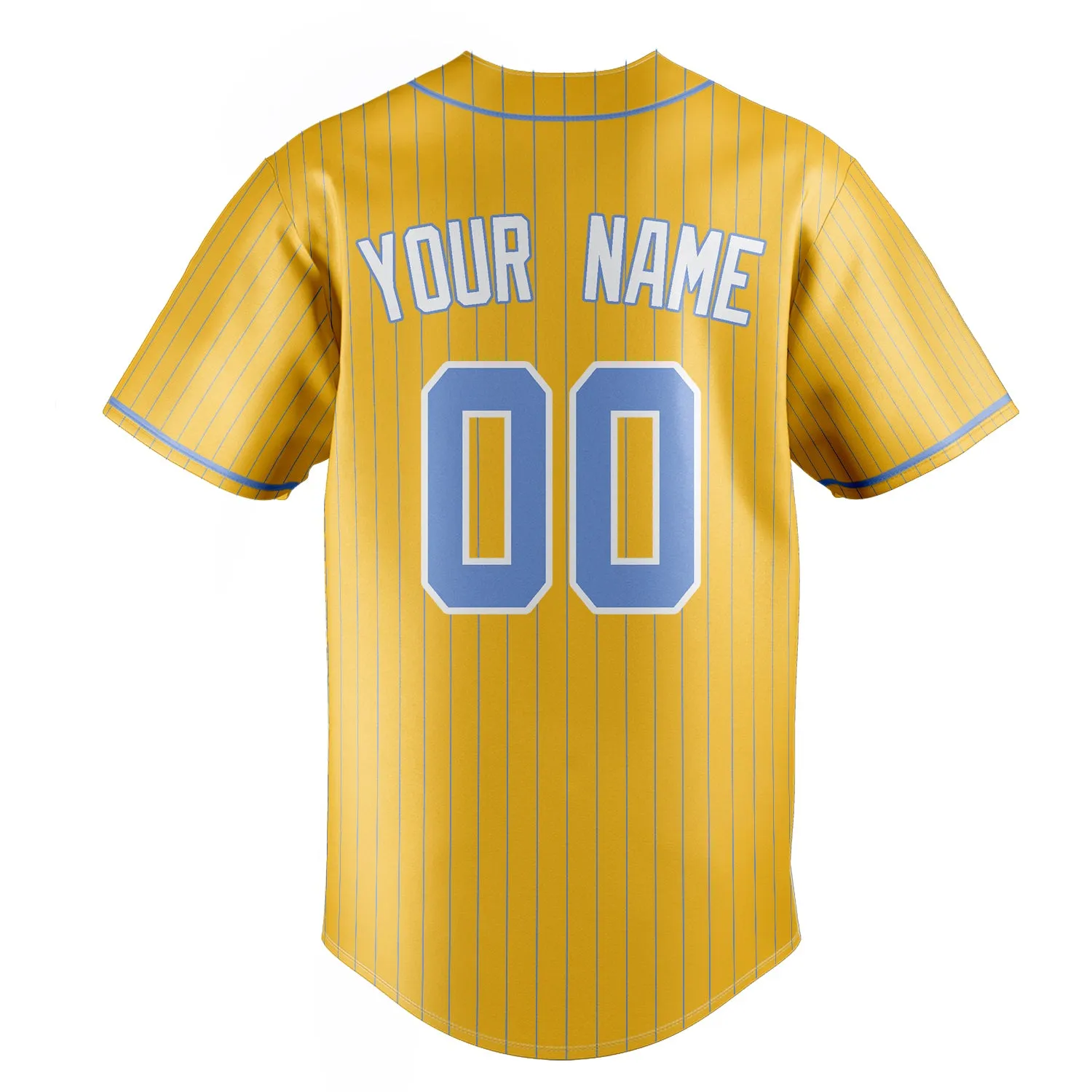Custom Yellow & Light Blue Light Blue Pinstripe Fan Baseball Jersey sold by Tailorly product image thumbnail 4