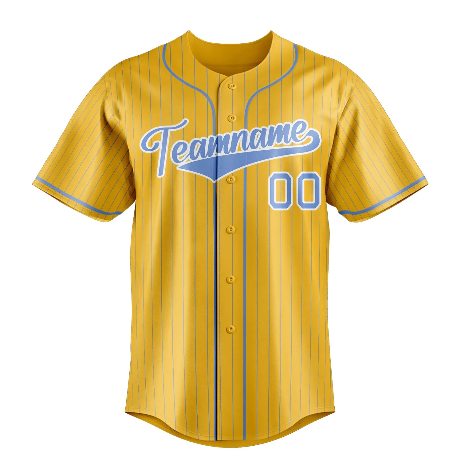 Custom Yellow & Light Blue Light Blue Pinstripe Fan Baseball Jersey sold by Tailorly product image thumbnail 2