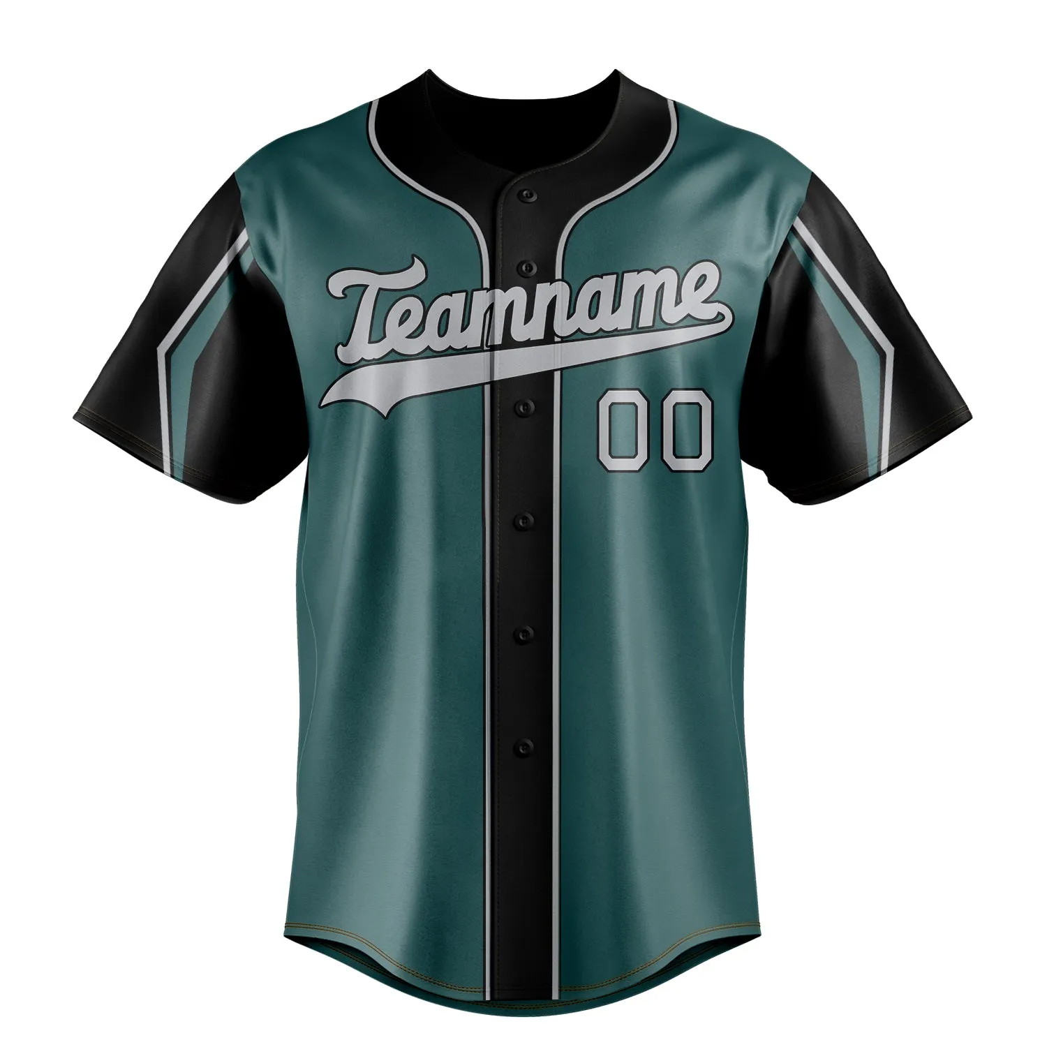 Custom Midnight Green & Gray 3 Colors Arm Shapes Fan Baseball Jersey sold by Tailorly product image thumbnail 2