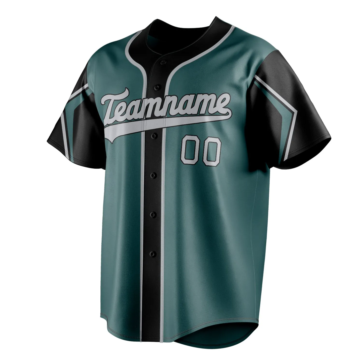 Custom Midnight Green & Gray 3 Colors Arm Shapes Fan Baseball Jersey sold by Tailorly product image thumbnail 3